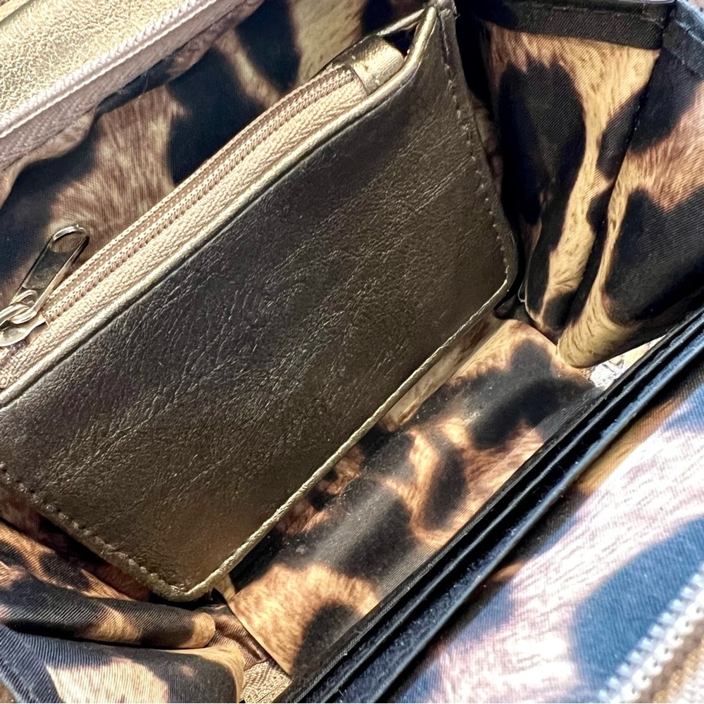 Jessica Simpson Mini Crossbody Shoulder Bag Purse Faux Leather Metallic Pewter - Picture 6 of 17